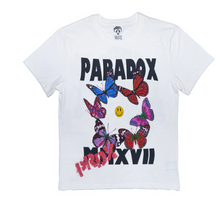 Load image into Gallery viewer, Paradox BUTTERFLY LIGHTNING ARC LOGO TEE &quot;WHITE&quot;

