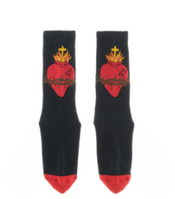 Load image into Gallery viewer, Saint Micheal Heart Logo Socks &quot;Black/Red&quot;
