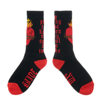 Load image into Gallery viewer, Saint Micheal Heart Logo Socks &quot;Black/Red&quot;
