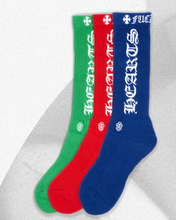 Load image into Gallery viewer, Chrome Heart Logo Socks &quot;Red/Green/Blue&quot;
