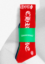 Load image into Gallery viewer, Chrome Heart Logo Socks &quot;Red/Green/Blue&quot;
