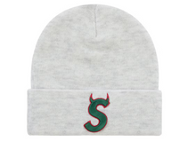 Load image into Gallery viewer, Supreme New Era Devil S Logo Beanie "Ash Grey"
