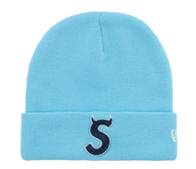 Load image into Gallery viewer, Supreme New Era Devil S Logo Beanie "Light Blue"
