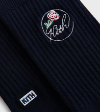 Load image into Gallery viewer, Kith Rose Script Socks "Navy"
