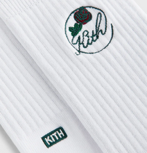 Load image into Gallery viewer, Kith Rose Script Cotton Crew Socks "White"
