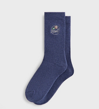 Load image into Gallery viewer, Kith Rose Script Cotton Crew Socks "Navy"

