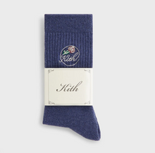 Load image into Gallery viewer, Kith Rose Script Cotton Crew Socks "Navy"
