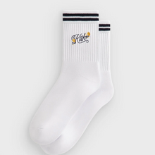 Load image into Gallery viewer, Kith Double Striped Floral Cotton Mid Crew Socks "Black"
