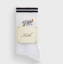 Load image into Gallery viewer, Kith Double Striped Floral Cotton Mid Crew Socks "Black"
