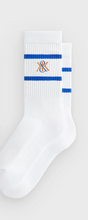 Load image into Gallery viewer, Kith K Crest Striped Sock "Blue"
