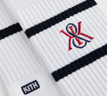 Load image into Gallery viewer, Kith K Crest Striped Sock "Navy"
