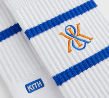 Load image into Gallery viewer, Kith K Crest Striped Sock "Blue"
