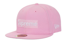 Load image into Gallery viewer, Supreme Rings Box Logo New Era 59Fifty Fitted Hat "Pink"
