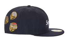 Load image into Gallery viewer, Supreme Rings Box Logo New Era 59Fifty Fitted Hat "Navy"
