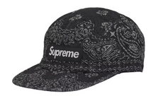 Load image into Gallery viewer, Supreme Bandana Jacquard Denim Camp Cap "Black"

